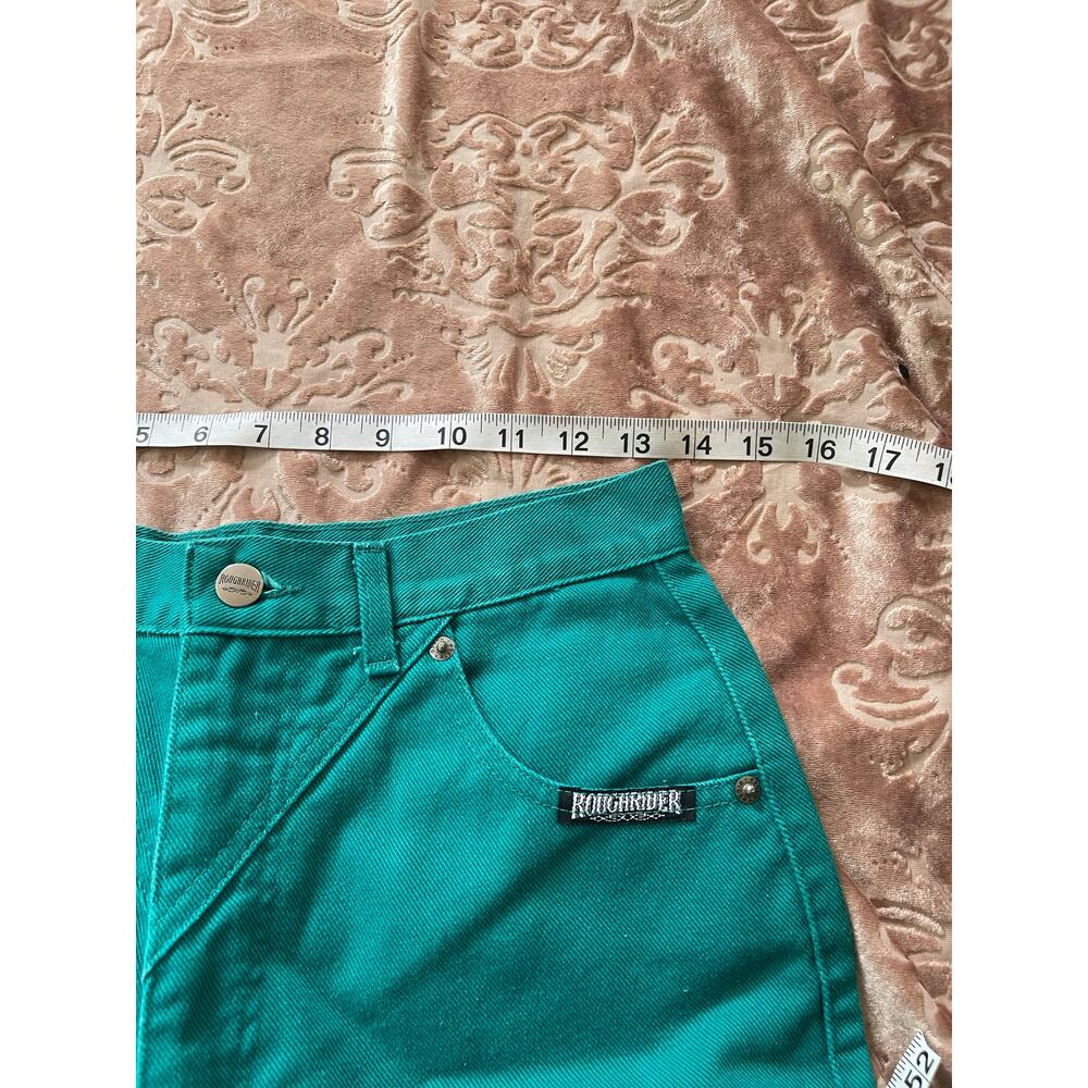 Vintage 80s roughriders Kelly green with back embellishments size 27 - Picture 5 of 9